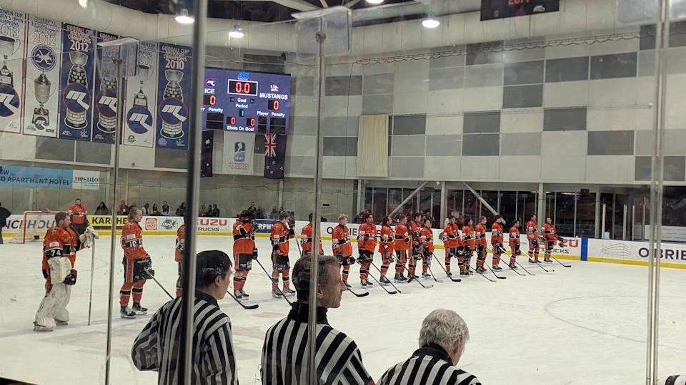 The Melbourne Mustangs starting lineup for their Good Friday Appeal game.